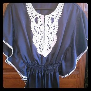 Navy blue silk Tunic